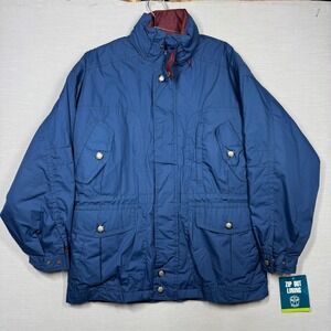 Vintage American Weekend Jacket Men Small Blue Zip Out Lining Windbreaker